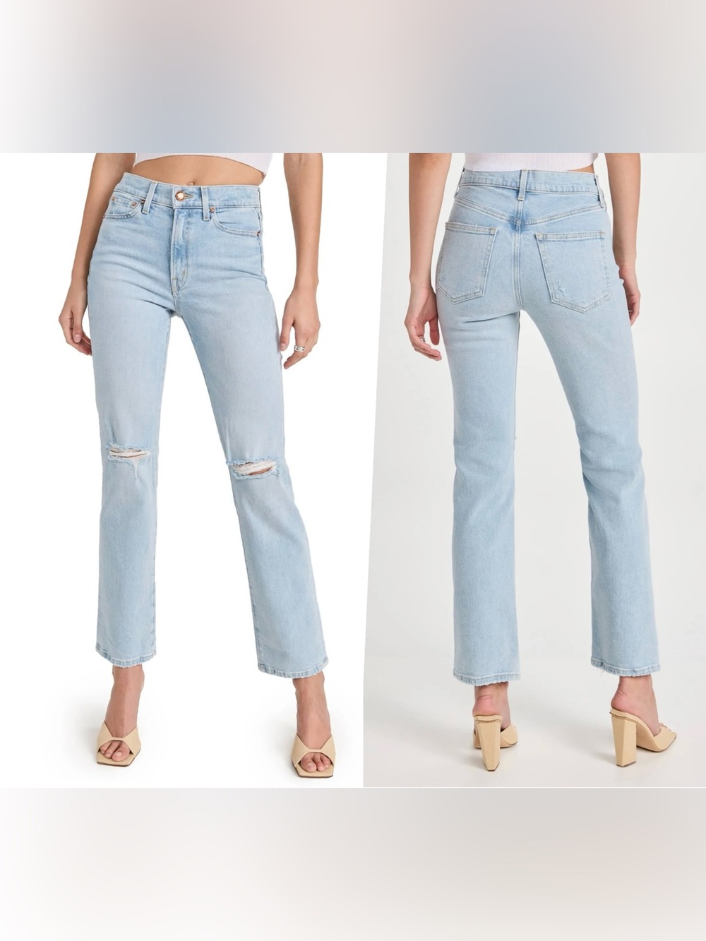 AYR The Sugar Jeans Straight Leg Light Wash Blue Stretch Distressed Women’s 26